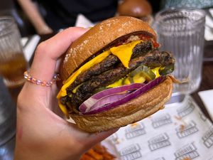 double mushroom burger  at Gordon Ramsay Street Burger in North London