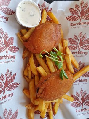 Tofish and chips at Earthling in Bournemouth