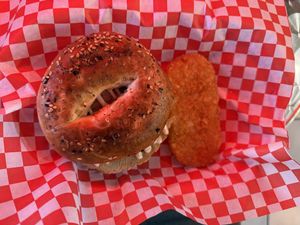 Breakfast bagel sandwich  at Veggietize me in Panorama City