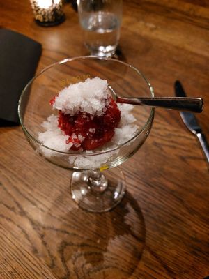 Refresher: Raspberry sorbet at Funken Lodge in Longyearbyen