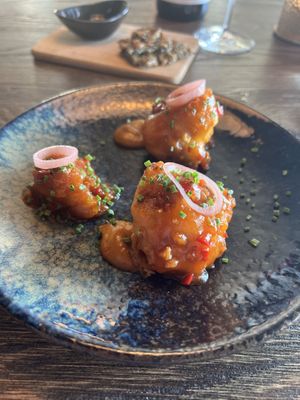  Cauliflower tempura with Manchurian sauce.  at Funken Lodge in Longyearbyen