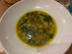 Vegan minestrone, I forgot to take a picture of it on the menu but it tasted better than it looks too    at Gli Angeletti in Rome