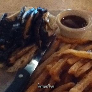 Roasted Portobello atop Italian Bread. Served wtih a side of Miso Jus. Vegan-licous! at Otto's Pub and Brewery in State College