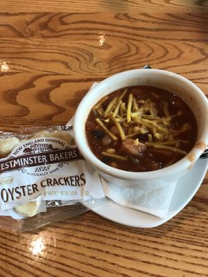 Vegan chilli (cup) - oyster crackers DON’T contain oysters!  at Otto's Pub and Brewery in State College