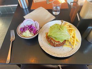 Amazing Veggie Burger on lettuce wrap !! Extra cabbage !  at BOX Burger - 宮城野店 in Hakone