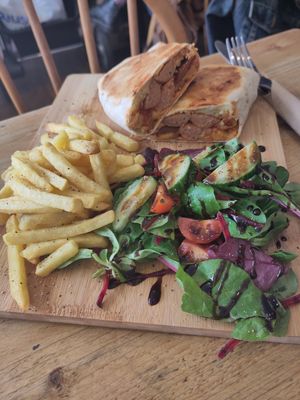 breakfast wrap and chips at Bondade in Leicester
