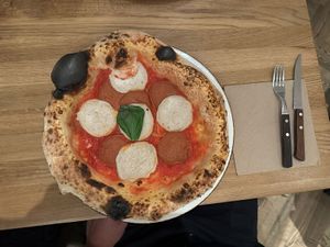 Vegan salami pizza.  at 60 seconds to Napoli in Berlin