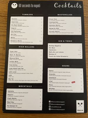 Menu cocktails   at 60 seconds to Napoli in Berlin