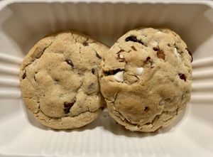 Vegan chocolate chip and vegan white chocolate, cranberry, walnut cookies!  at Zero Cafe & Market in Belle Vernon