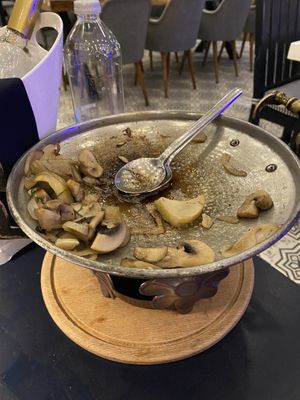 Artichoke Kavurma (served sizzling at the table - this wasn’t the full portion)  at Trio in Kalkan