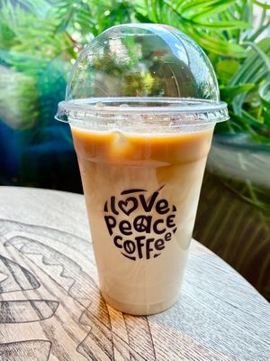 Iced oat latte  at Tucano Coffee in Bucharest