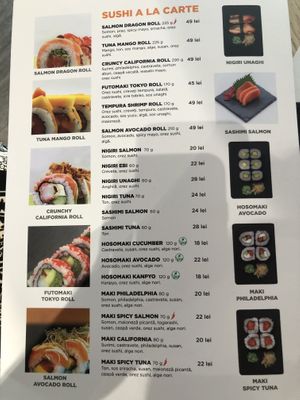 Three(!) vegan sushi options   at Japanos Athenaeum in Bucharest