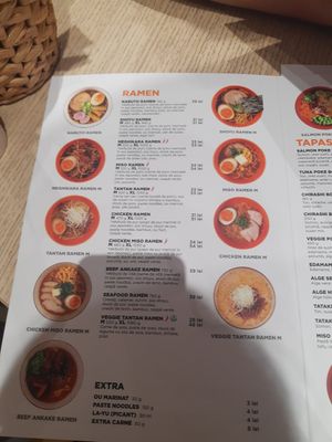 Menu at Japanos Athenaeum in Bucharest