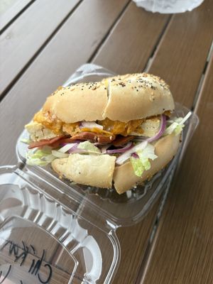 Vegan chicken club  at Empire Bagels in Harrison