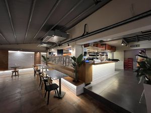 We came late & most people were sitting in the front you can’t see here. It’s a beautiful, modern place to stay at & delicious!  at Soledo in Izmir