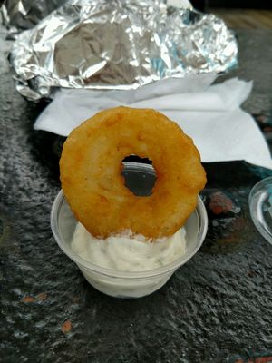 onion rings of heaven at Loving Hut Express - Food Cart in Vancouver