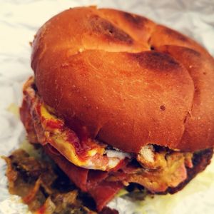 Bacon Burger at Loving Hut Express - Food Cart in Vancouver