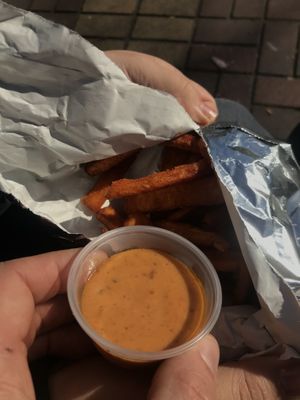 Yam fries at Loving Hut Express - Food Cart in Vancouver