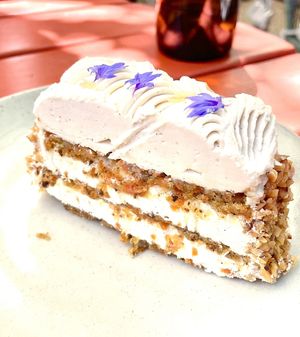 Vegan carrot cake  at Little Saint in Healdsburg