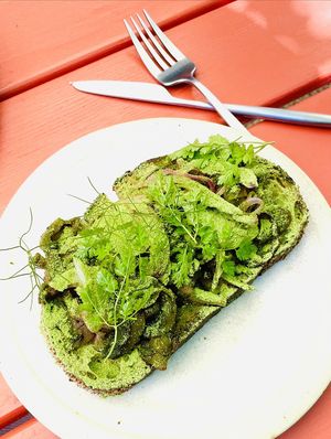 Mushroom tartine  at Little Saint in Healdsburg