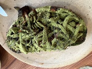 MUSHROOM TARTINE WITH SLOW COOKED LEEKS AND THYME  at Little Saint in Healdsburg