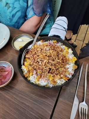 Yelloe Corn and Mushroom Biryani at Little Saint in Healdsburg