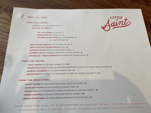Brunch menu  at Little Saint in Healdsburg