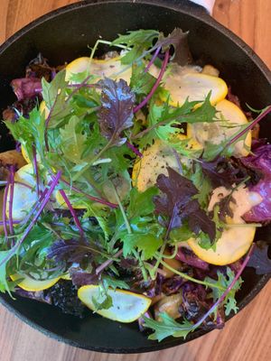 Cherrywood smoked potatoes with braised red cabbage and greens. More that I don’t remember  at Little Saint in Healdsburg