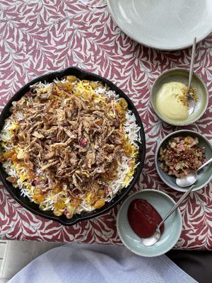 Yellow corn and mushroom biryani   at Little Saint in Healdsburg