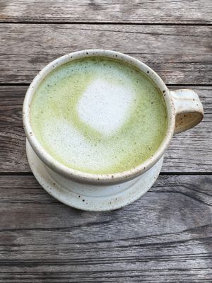 Matcha latte  at Little Saint in Healdsburg