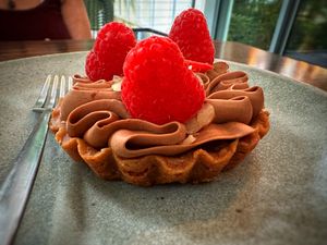 Raspberry tart 🙌  at Little Saint in Healdsburg