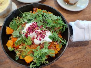 Chickpea pancakes - fabulous! at Little Saint in Healdsburg