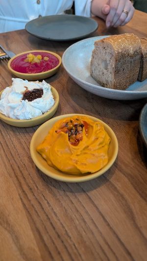 Dips trio and bread at Little Saint in Healdsburg