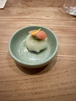 Valentine special menu item amuse bouche   at Little Saint in Healdsburg