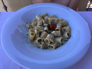 Vegan cheese pasta  at La Vista in Varenna