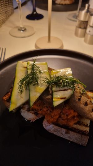 Seitan with ratatouille cream at La Vista in Varenna