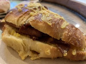 Bacon & cheese tasted croissant   at Belén Vegan Bakery in Wellington