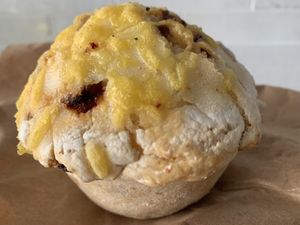 Cheese and onion muffin   at Belén Vegan Bakery in Wellington