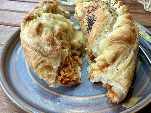 Mince & cheese pie, one of their regular menu items  at Belén Vegan Bakery in Wellington