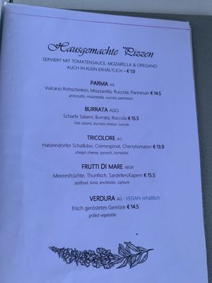 Menu - Pizza (Verdura with vegan cheese)  at Seehaus Cafe Restaurant Pizzeria in Riegersburg