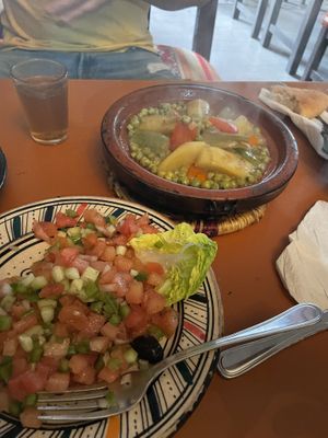Veggie tajine, with salad and bread   at Babakoul in Tamraght