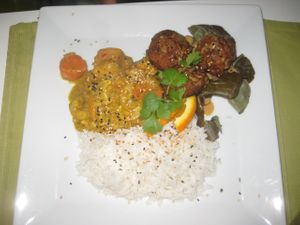 Sweet potato and carrot curry at Kwadrat in Poznan