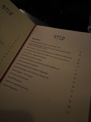 Menu   at Mott 32 in Las Vegas