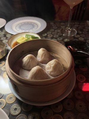 Dumplings  at Mott 32 in Las Vegas