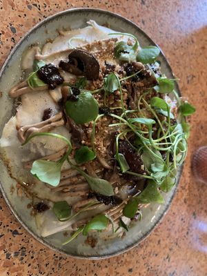 The dish itself.  Bread slice under topping    at Flow Yoga & Food in Delft