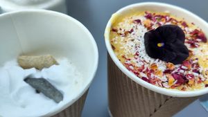 Doggie oatchino and golden milk at Wild Cafe in Marsden