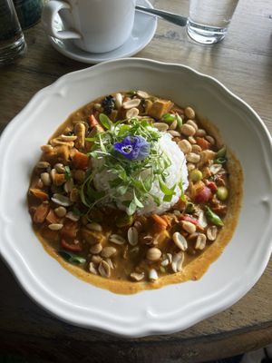 Thai peanut satay curry bowl - 10/10 for flavour and large portion size!   at Wild Cafe in Marsden