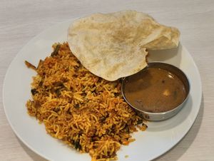 Vegetarian Briyani, suitable for vegans at Gopal's The Holy Cow in East Singapore