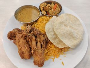 Briyani rice with vegetarian fried chicken (VFC) at Gopal's The Holy Cow in East Singapore