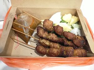 Satay with peanut sauce at Gopal's The Holy Cow in East Singapore